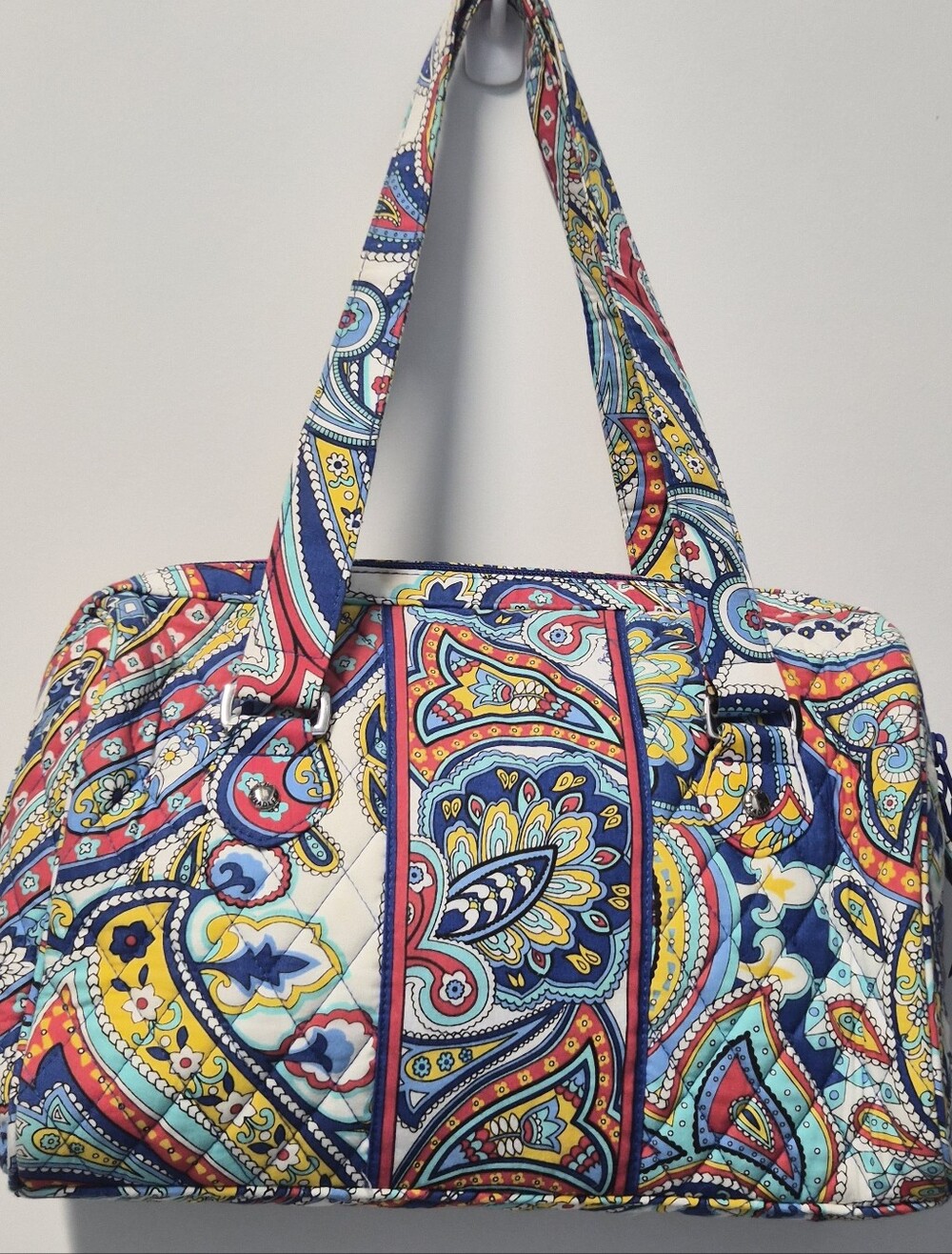 Vera Bradley Retired Marina Paisley Quilted Shoulder Bag Satchel Blue Red